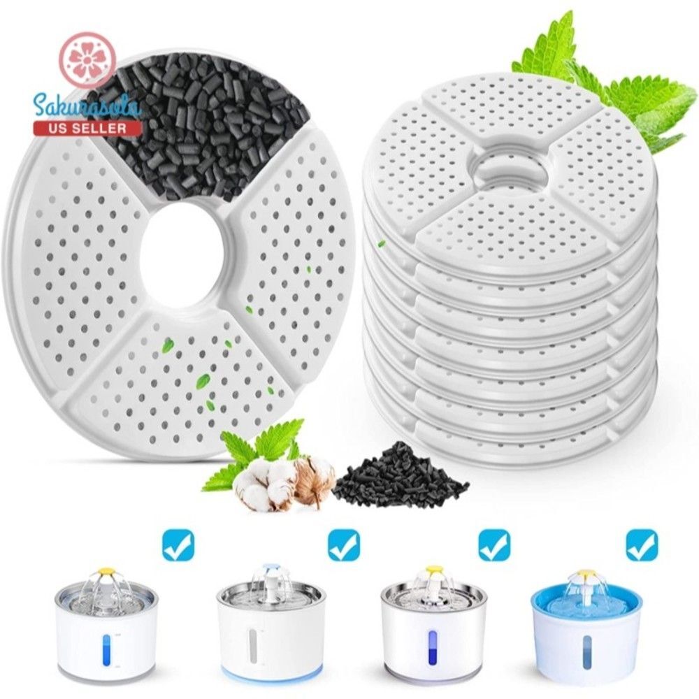 8x Cat Fountain Filter Replacement Compatible with 81oz/2.4L Pet Water Fountain